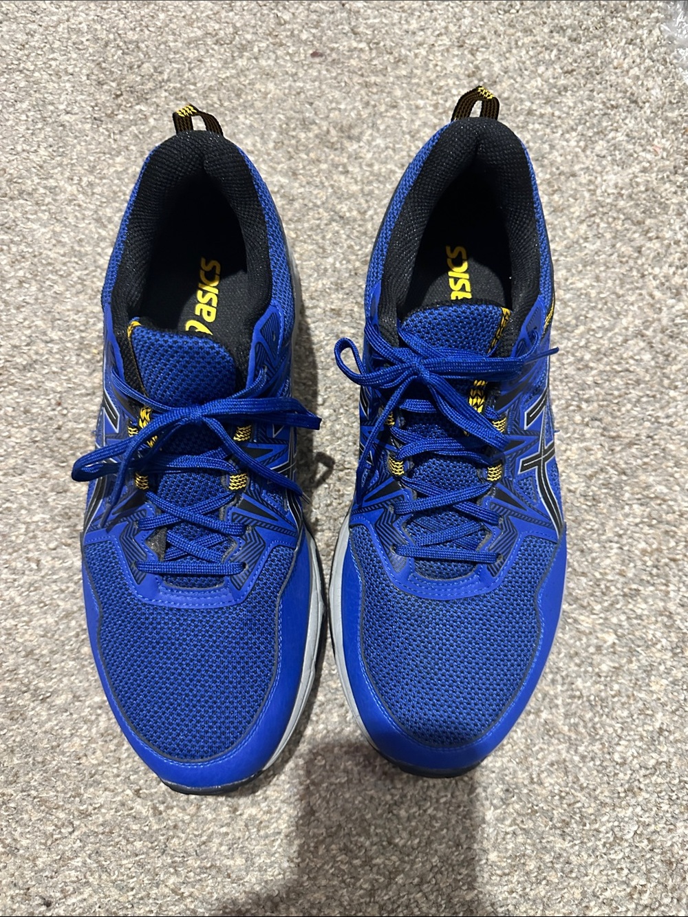 Asics Men’s Athletic Shoes in Royal Blue with Black and Yellow Accents